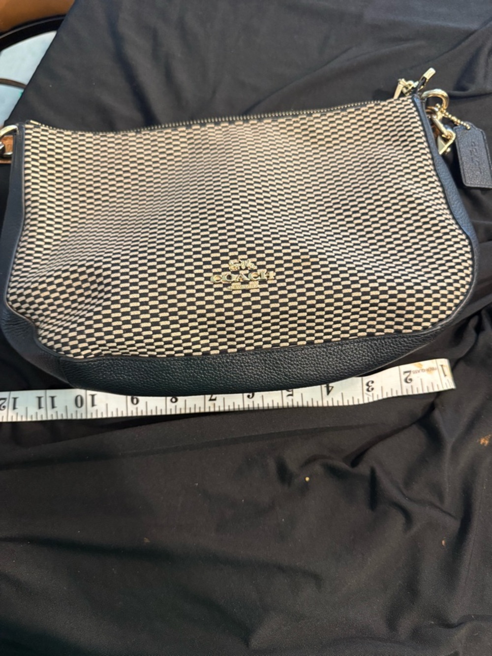 Coach Black and Cream Checker Shoulder Crossbody